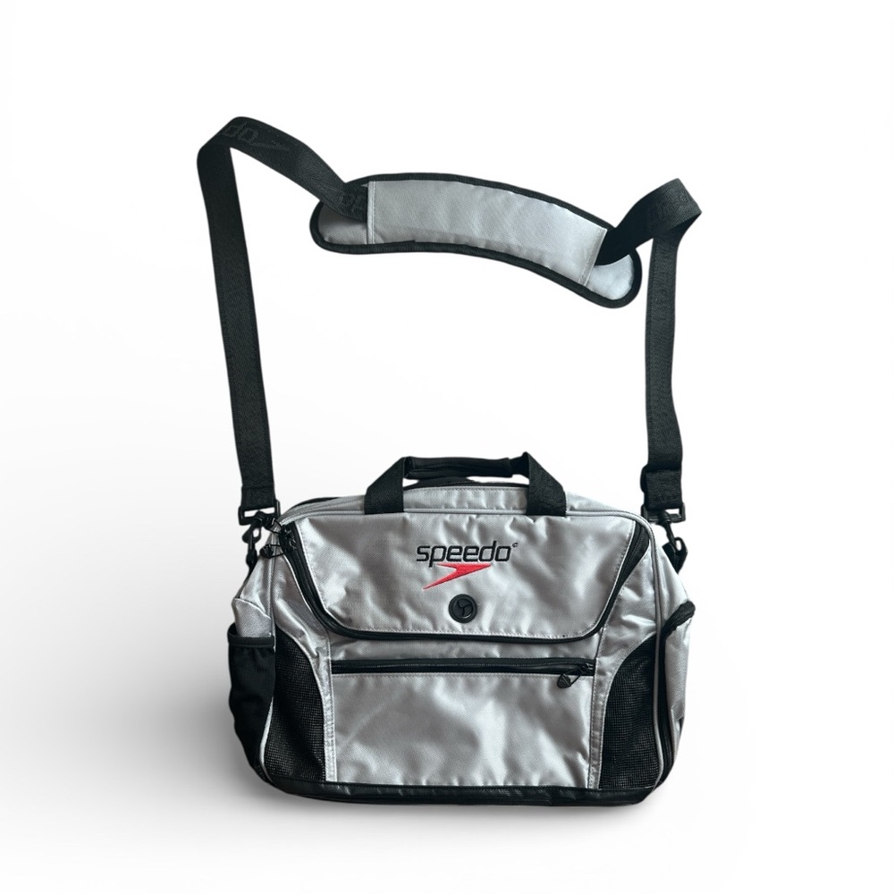 Speedo Silver and Black messenger multiple pocket Bag
